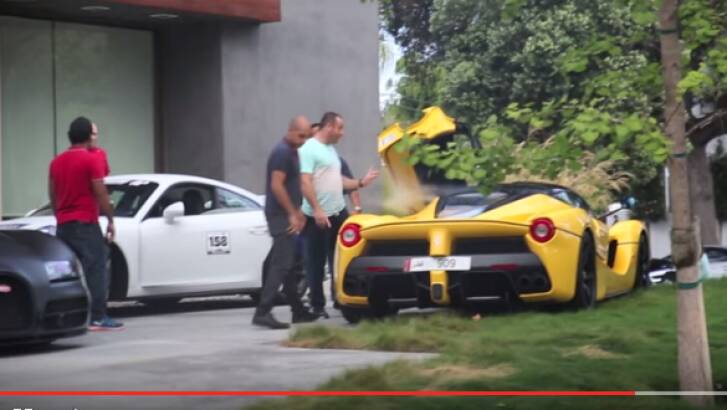 The Ferrari belonging to Sheikh al-Thani after a drag race through Beverly Hills Photo: Youtube