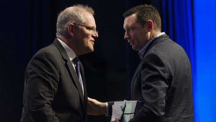 Treasurer Scott Morrison with the Australian Christian Lobby's Lyle Shelton.  Photo: James Brickwood