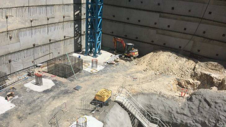 A huge hole in the ground will set the foundations for Brisbane's new Spire apartment building. Photo: Cameron Atfield