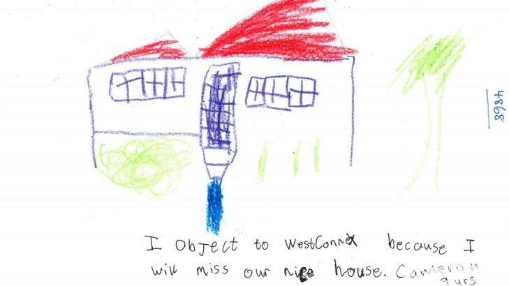 A nine-year-old succinctly raises his concerns about the Westconnex motorway project. Photo: Supplied