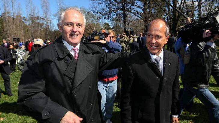 Prime Minister Malcolm Turnbull with journalist Peter Greste at the opening of the memorial to Australian war correspondents on Wednesday.  Photo: Andrew Meares