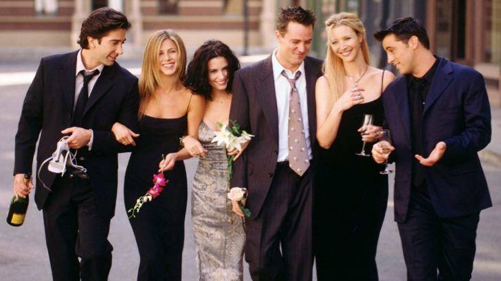 The cast of <i>Friends</i>, from left, David Schwimmer, Jennifer Aniston, Courteney Cox, Matthew Perry, Lisa Kudrow and Matt LeBlanc. 