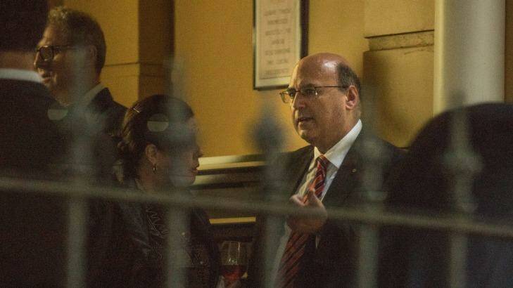 Liberal Senator Arthur Sinodinos arrives as the guest speaker at a Liberal Party fundraiser at Darren Taylor Catering in Rose Bay on Wednesday night. Photo: Wolter Peeters