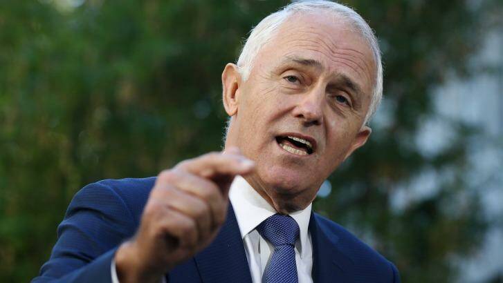 He's a 'complete hypocrite': Prime Minister Malcolm Turnbull returns to the topic of Labor leader Bill Shorten's character at a press conference on Thursday morning. Photo: Alex Ellinghausen