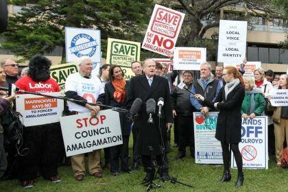 Save our Councils protest against the state government's merger push earlier this year. Photo: Peter Rae