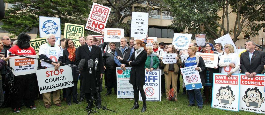 Save our Councils protest against the state government's merger push earlier this year. Photo: Peter Rae
