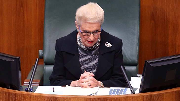 Perfect record. Bishop has ejected only Opposition MPs since she became Speaker. Photo: Andrew Meares