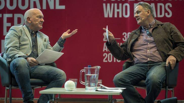 Mark Latham clashes with host Jonathan Green at the Melbourne Writers Festival. Photo: Luis Ascui