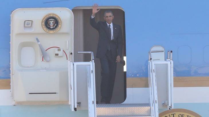President Barack Obama arrives in Brisbane for the G20. Photo: Andrew Meares