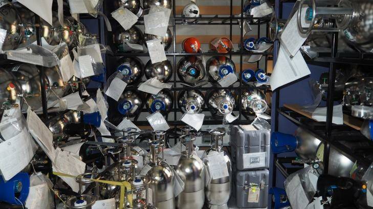 Stocking 40 years of gas samples from Cape Grim, at CSIRO's Aspendale centre. Photo: Supplied