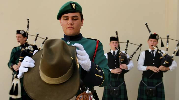 Inspired by the past: Jock Bush, a cadet at The Scots College. Photo: Kate Geraghty