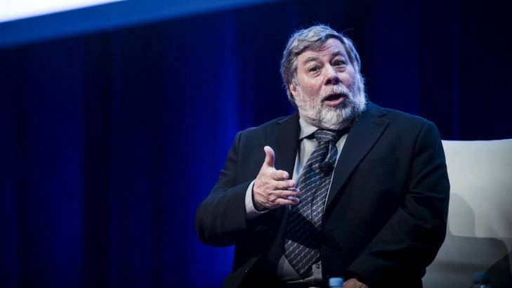 Apple co-founder, Steve Wozniak, speaks at the World Business Forum. Photo: Dominic Lorrimer