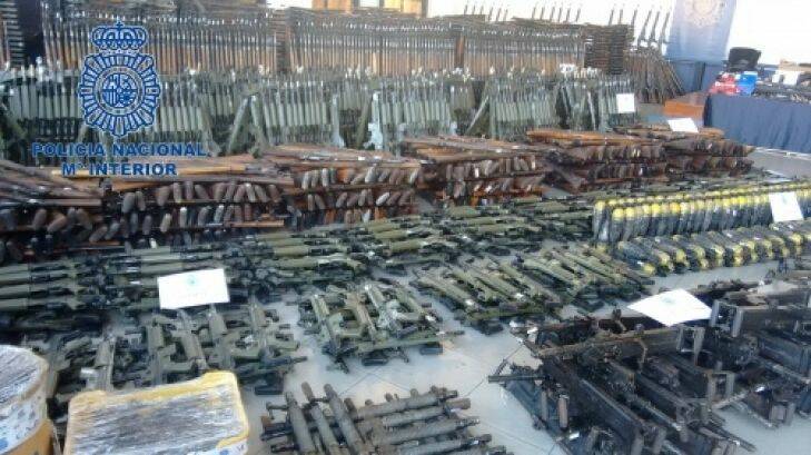 Spanish Police announced on March 14, it seized more than 10,000 weapons among them AK47 , anti-aircraft machine guns and others in January, destined for criminal and terroistis organisations in Europe. Five people were arrested.?? 
 Photo: Spanish National Police
