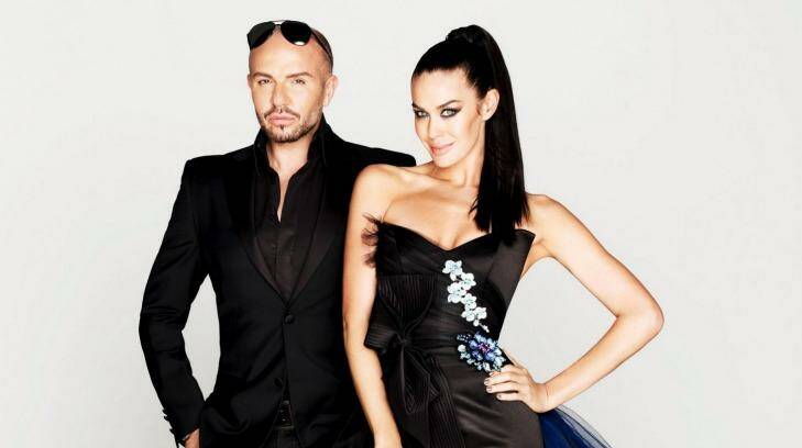 Alex Perry and Megan Gale in Project Runway Australia. Photo: Supplied