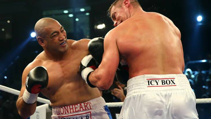Alex Leapai trades blows with Russian Denis Boytsov during their November fight in Germany. Photo: Martin Rose