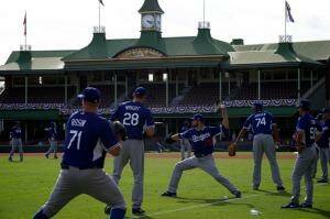 American dreaming: The LA Dodgers warm up at the SCG. Photo: Wolter Peeters