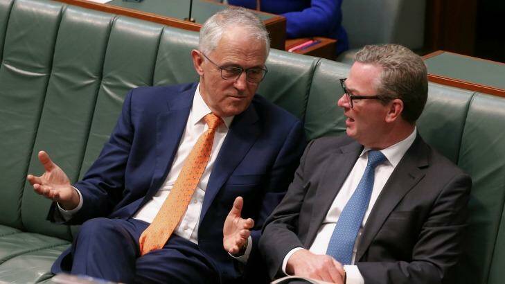 Prime Minister Malcolm Turnbull with Leader of the House Christopher Pyne. Photo: Alex Ellinghausen