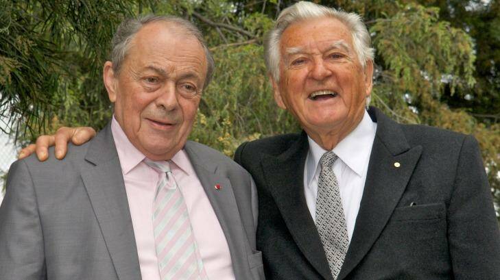 The men who pushed the Madrid Protocol in 1989: former French PM Michel Rocard and Bob Hawke. Photo: Glenn Jacobson, AAD