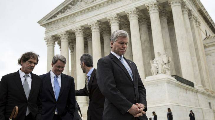 Bob McDonnell outside the US Supreme Court in April. He has been cleared by a unanimous verdict of eight justices. Photo: New York Times