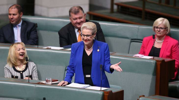 Bronwyn Bishop delivered her farewell speech to Parliament House on Wednesday. Photo: Andrew Meares