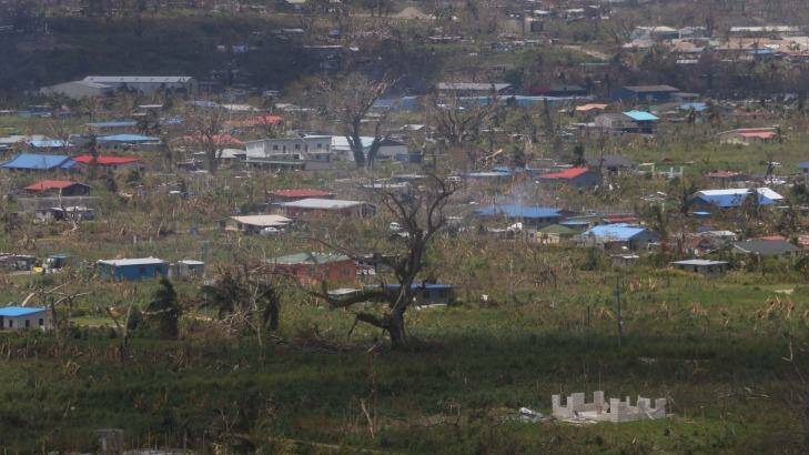 A village near Port Vila, Vanuatu, a week after Cyclone Pam passed through.  Photo: Andrew Meares