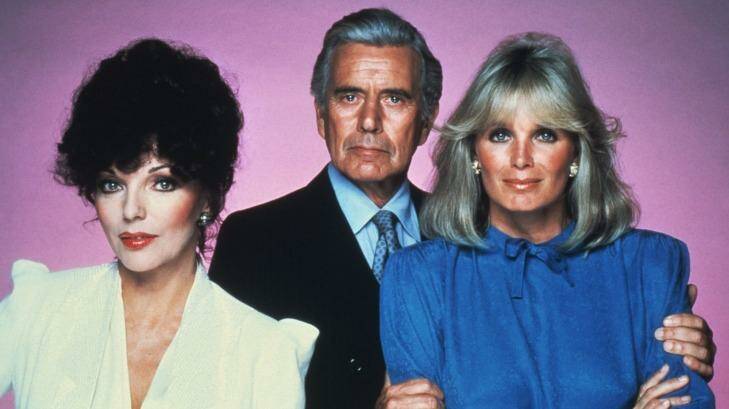 Original <i>Dynasty</i> cast members Joan Collins, John Forsythe and Linda Evans.  Photo: Supplied