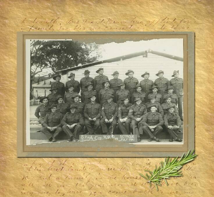 Albert picture back row centre, fifth from left, was put with the 38th Battalion when he first enlisted. Family picture.