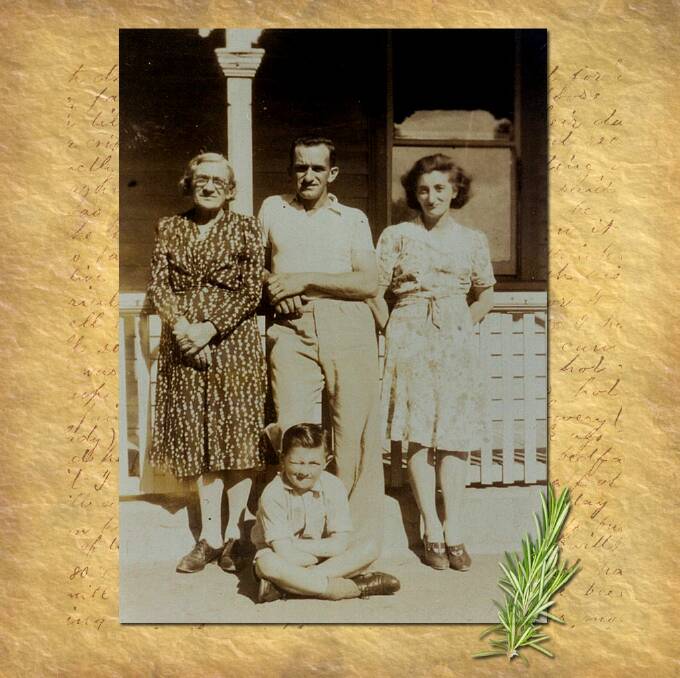Albert, centre, is flanked by his mother Dominica on the left and his beloved sister Anna on the right with his nephew Brian Kelly in the foreground. family picture.