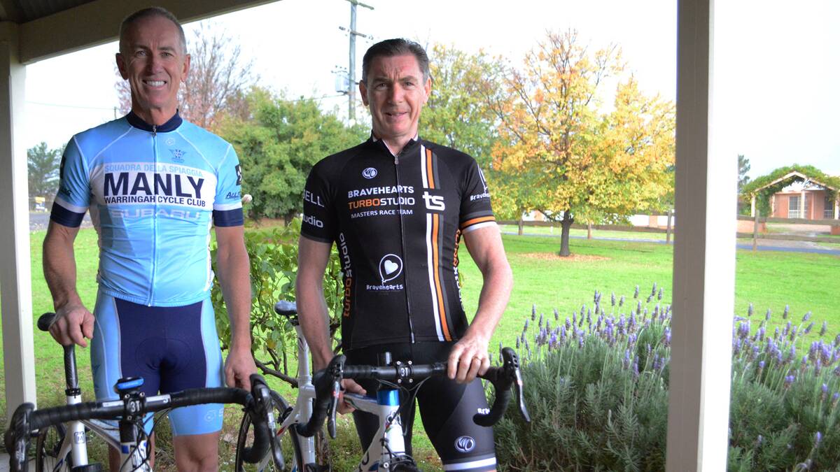 MASTERS: Kevin ‘Lefty’ Goodman and Darren Russell are ready to compete in the NSW Masters Championships this weekend. (cyclists)