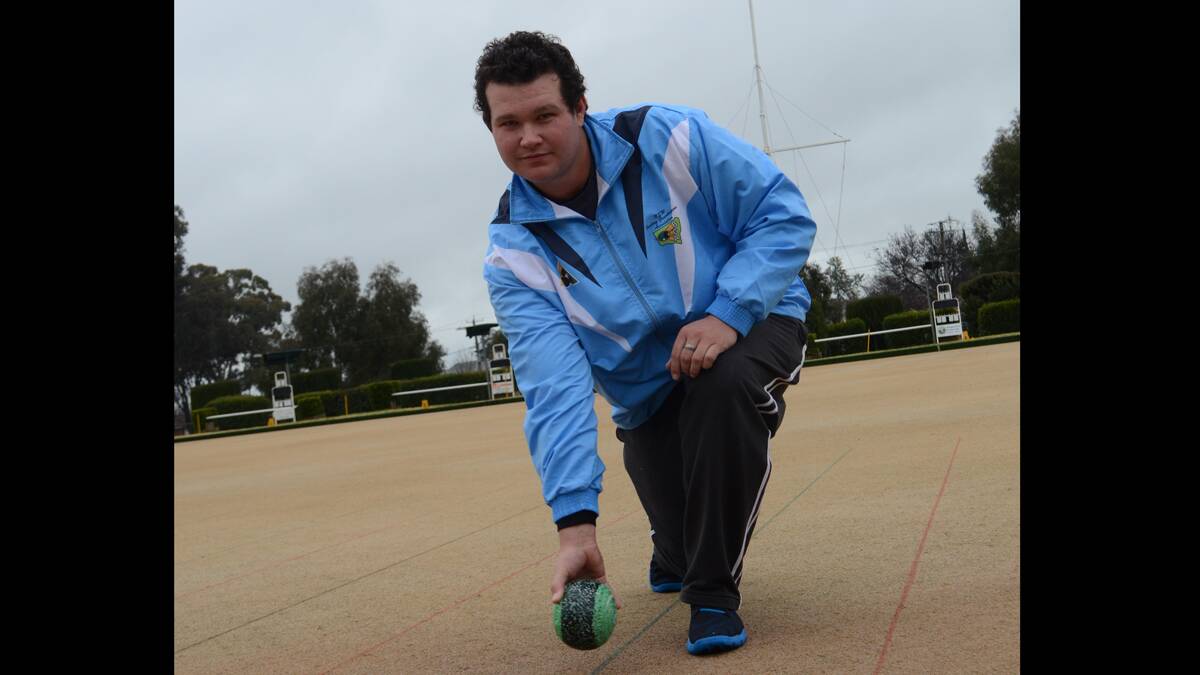 LEGENDS: Damien Miller is far from the comfort of the Young Bowling Club today as he takes on some of the world’s greatest bowls legends. 		          (damien (17))