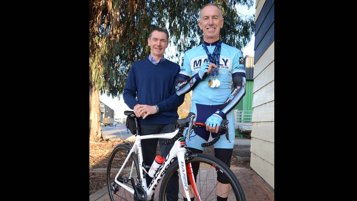 SUCCESS: Darren Russell and Kevin Goodman reached their goals at the NSW Masters Road Championships at Griffith on the weekend.      (lefty (5))