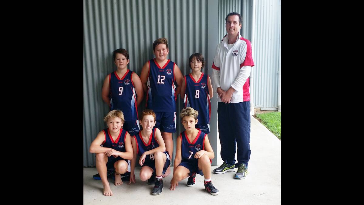 REPRESENT: Young’s Under 14 representative basketball team (back) Harvey McGregor, Will Cameron, Liam Stuart, coach Damian Collins, (front) Clay Sing, Blake Apps and Hayden Penrith did exceptionally well during the final round of the western junior league recently.                 (sub)
