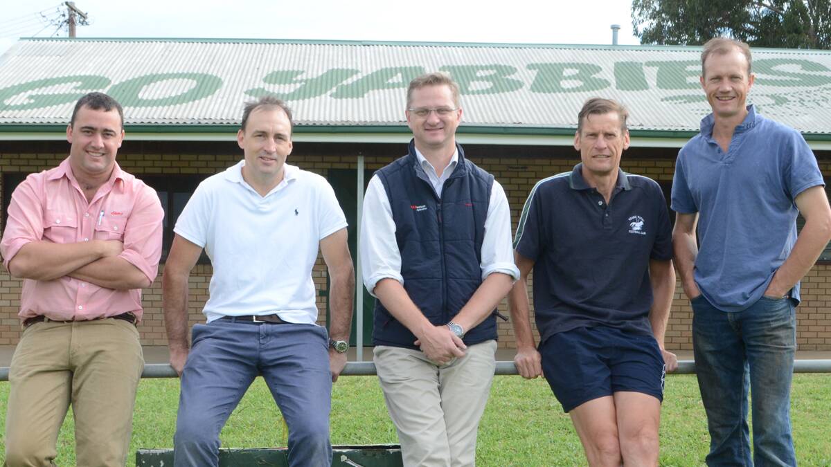 ANNIVERSARY: Young Yabbies Rugby Union Club First Grade co-coaches Aaron Seaman and James Shannon, publicity officer Tim Findlay, secretary Fin Martin and president Ben Reid gear up for a big year in the club.			      (yabbies (3))