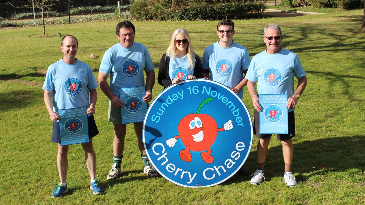 CHERRY CHASE:  Deputy mayor Ben Cooper, Cr Brian Mullany, Young Youth Council secretary Brianna Dawe, Youth Council mayor Isaac Northcott, and Cr Stuart Freudenstein are encouraging everyone to get on board the Cherry Chase Fun Run and register now. 		        (sub)

