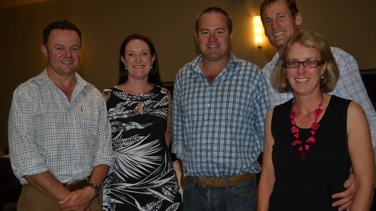 SPORTS DINNER: Mark and Gabrielle Coupland, Jeff Nuthall and Fin and Sally Martin.