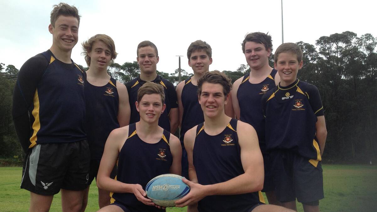 ACHIEVEMENT: Young High School’s eight-man touch football team consisting of (back, left to right) Matt Murray, Luke Doldissen, Harry Dunn, Angus Ross, Josh Reynolds, Jacob Lucas and (front, left to right) Nathan Anderson and Joel McKenzie have returned home from Gosford after placing among the top eight touch football teams in the state.  			                                            (sub)
