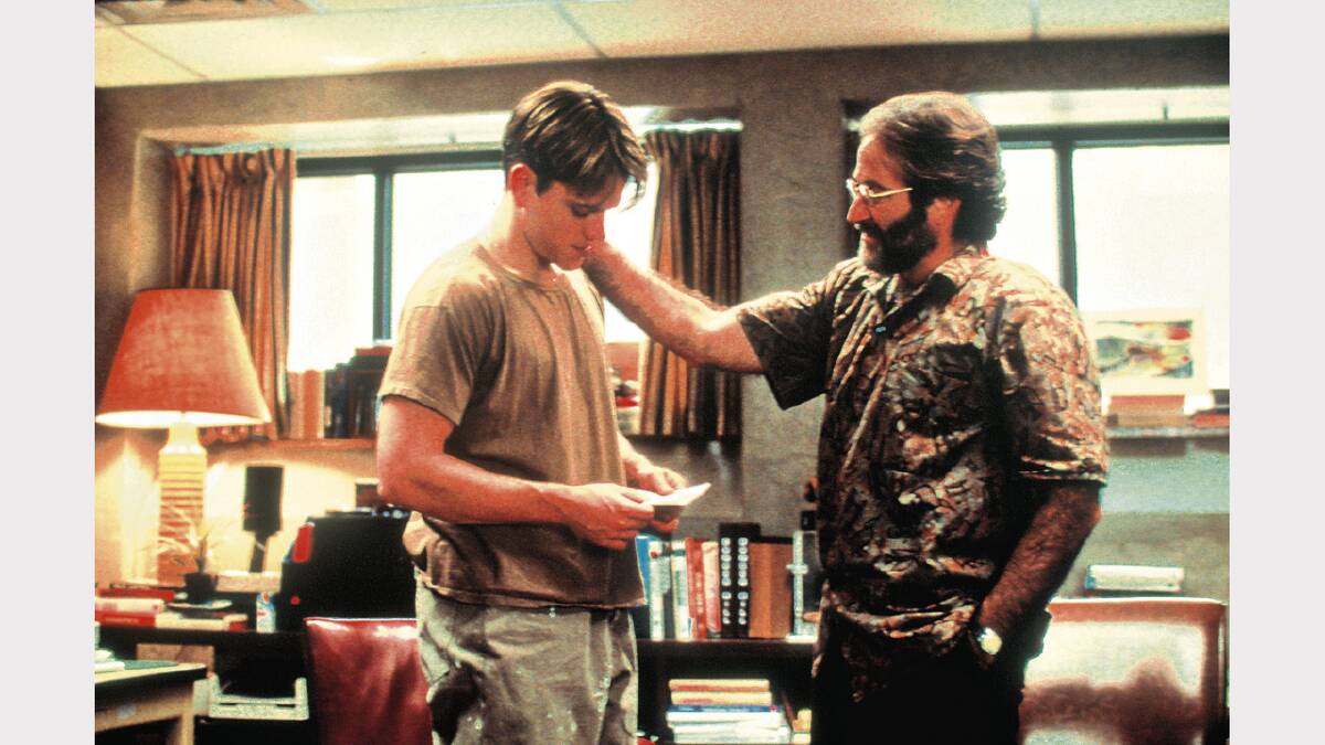 Williams with a young Matt Damon in the award-winning Good Will Hunting for which Williams won an Academy Award.