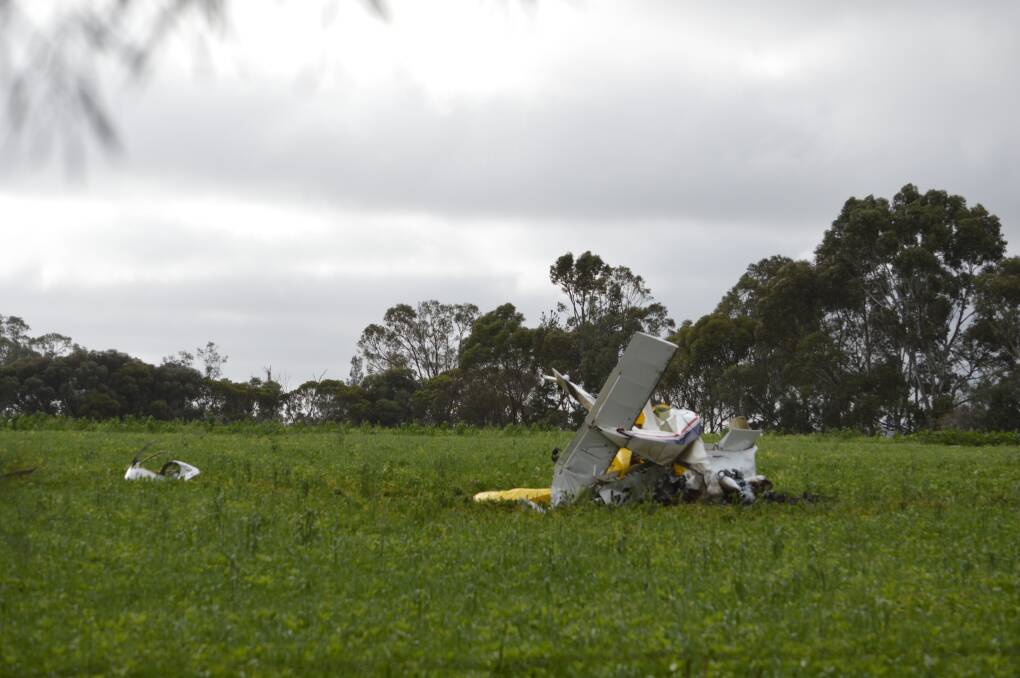 Wreckage of the fatal ultralight plane crash in Krondorf. Photo: Jemima Coad.