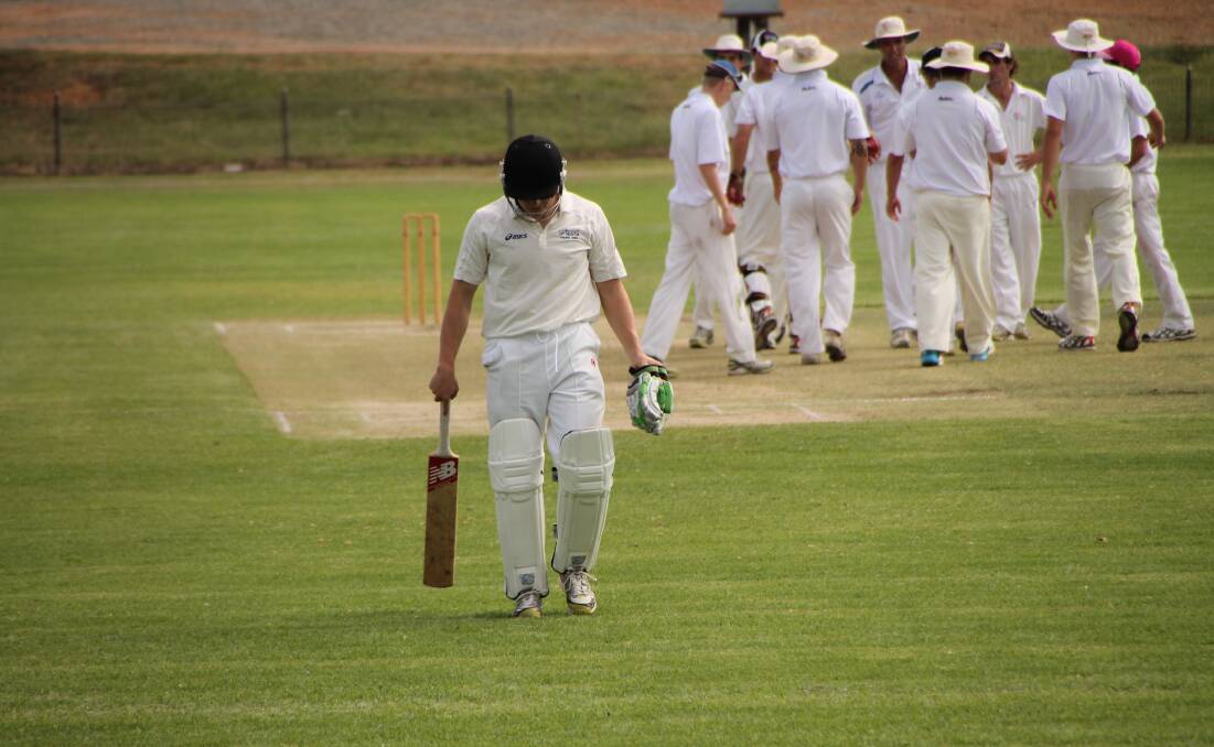 Young’s opening batsman Nick Bush after being dismissed for 2