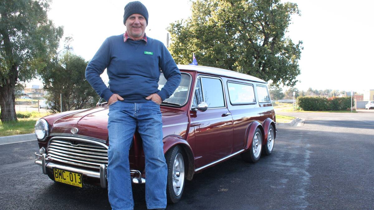 UNIQUE: Daryl Hughes of Cowra with his modified 1968 stretched minivan. When Daryl heard the club was going on holidays, he said he was coming too. 