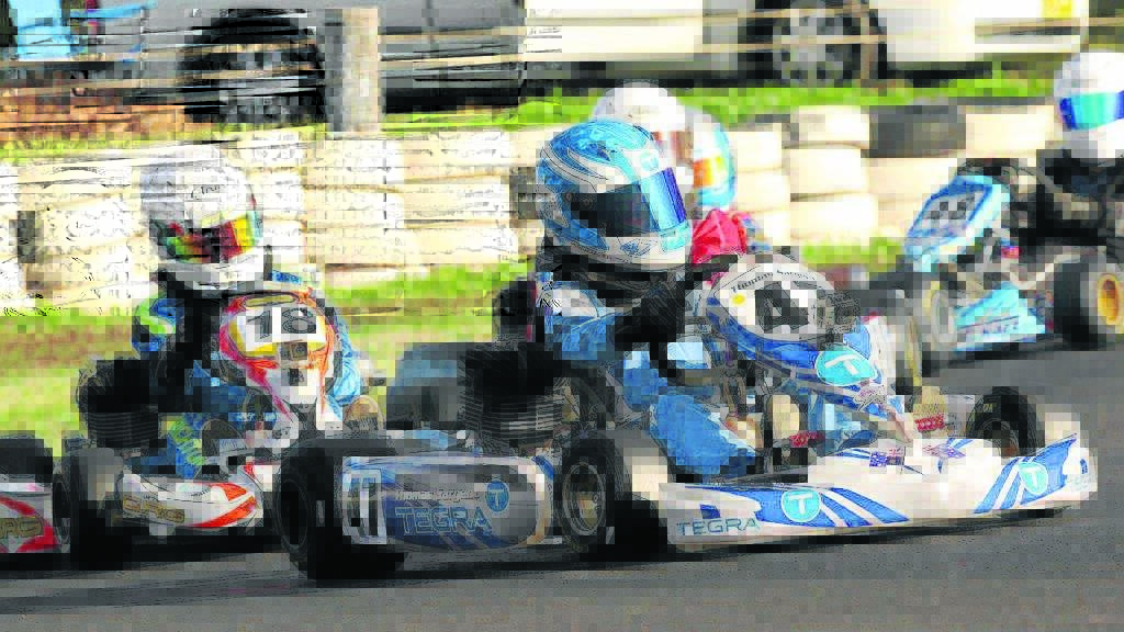 LEFT: Local sprint kart drivers Tom - pictured here leading the pack home at the recent NSW State Championships - and Josh have been invited to compete in the Race of Stars this weekend on the Gold Coast.