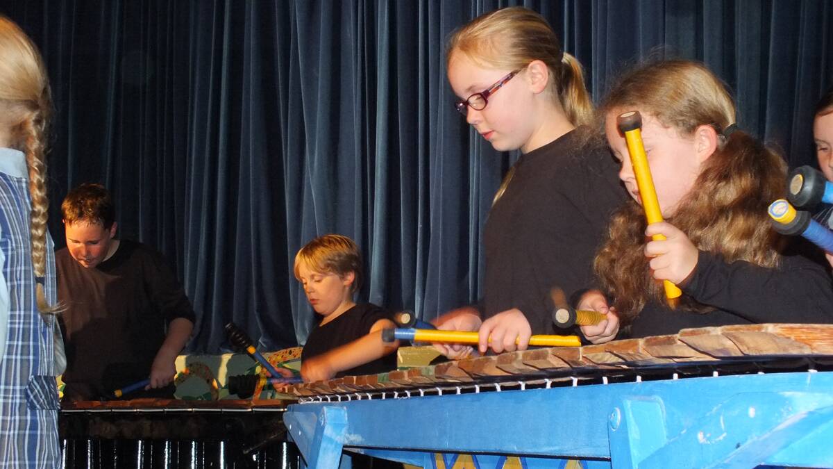 Students played marimbas at the small schools concert. 