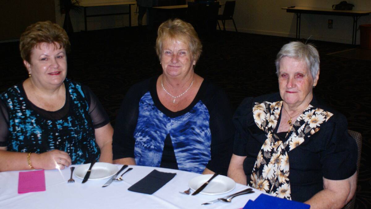 GET TOGETHER: Julie Leoflath, Sue Hardy and Glad Hancock at the Seniors Week luncheon held at Young Services Club. 