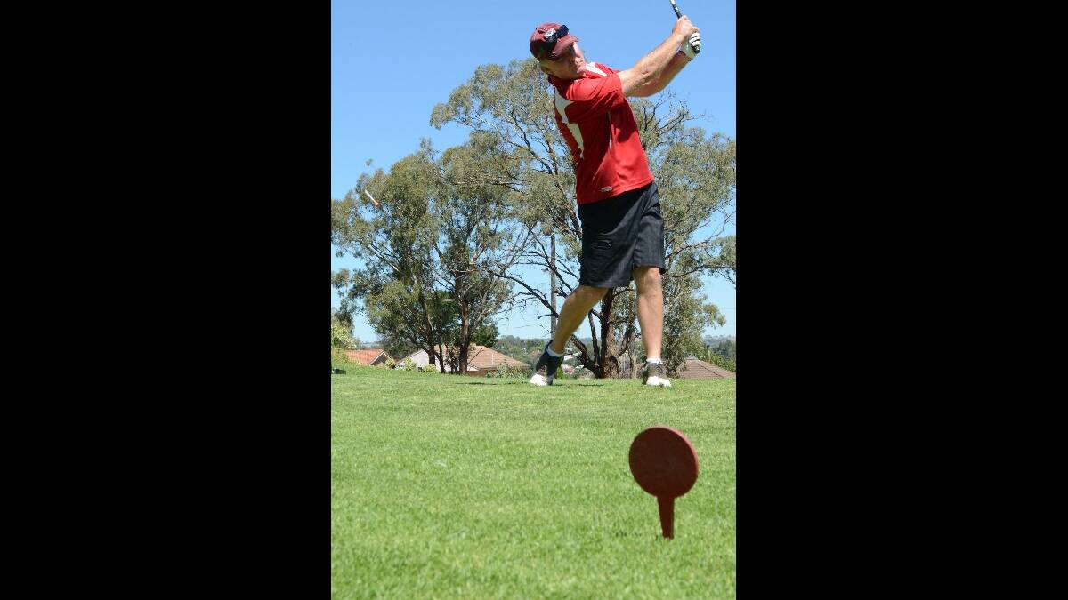 YOU BEAUTY! Geoff Walker from the APA team hits a beauty onto the fairway.