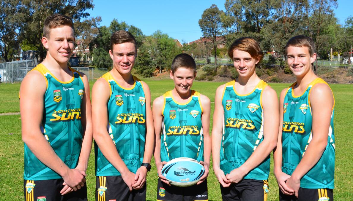 TALENT: Young High School students Jack Bush, Will Hills, Jacob Lucas, Luke Doldissen and Harry Dunn were selected to compete at the 2015 Touch Football Regional Championships at Penrith recently. 	