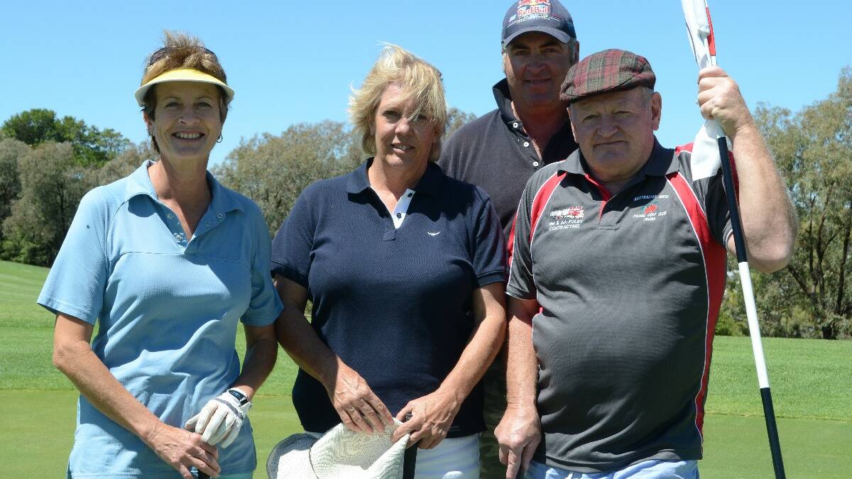 LIKE A TIGER: The Tiger Woods team of Joy McCormick, Tilla Davis, Michael Webb and Ron Thompson hit the green for the 000 Emergency Services Golf Day last Friday.  