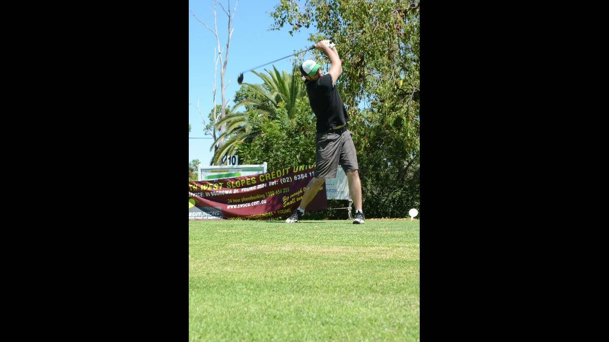 SMASHIN’ IT: Dean Kinlyside showing off his strongest drive during the 000 Emergency Services Golf Day.