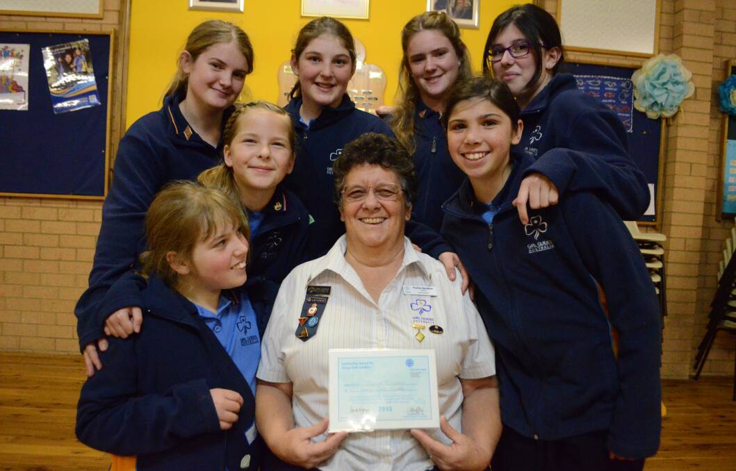 INSPIRING LEADER: Young Girl Guide leader Pauline Davidson was recognised for inspiring local girls like Olivia Ciccarelli (12), Brianah Griffin (15), Jess Lakin (10), Isabel Muggleton (12), Cassie Boland (15), Hannah Rattenbury (12) and Shannon O’Brien (13).	
