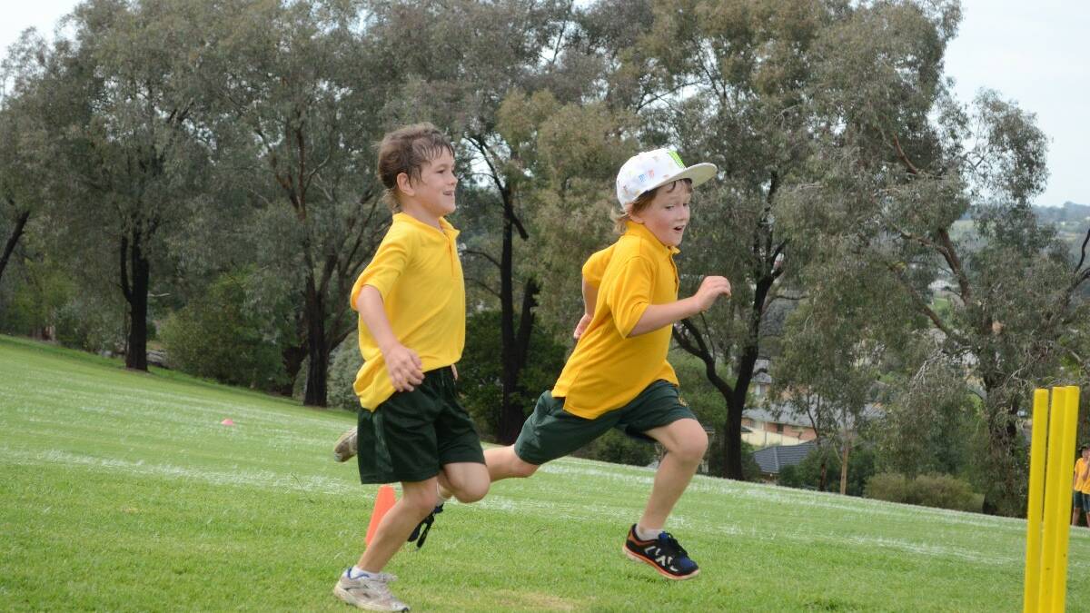 Catch me if you can! Young Public School was the third primary school this week to hold their cross country event at the Young Golf Course. These two youngsters from Year 3, Hudson Hargraves and Seth Dawes, had fun trying to outrun one another yesterday.