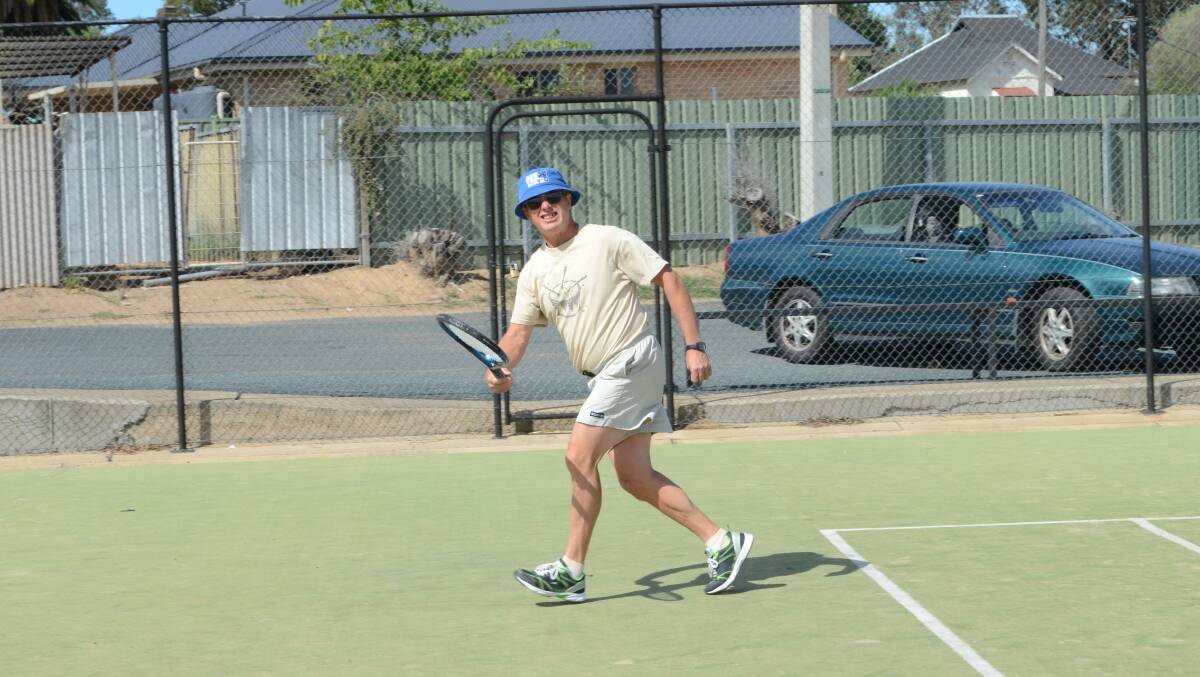 RUN: Ross Young from Wombat works up a sweat during a Seniors Week tennis session last week.